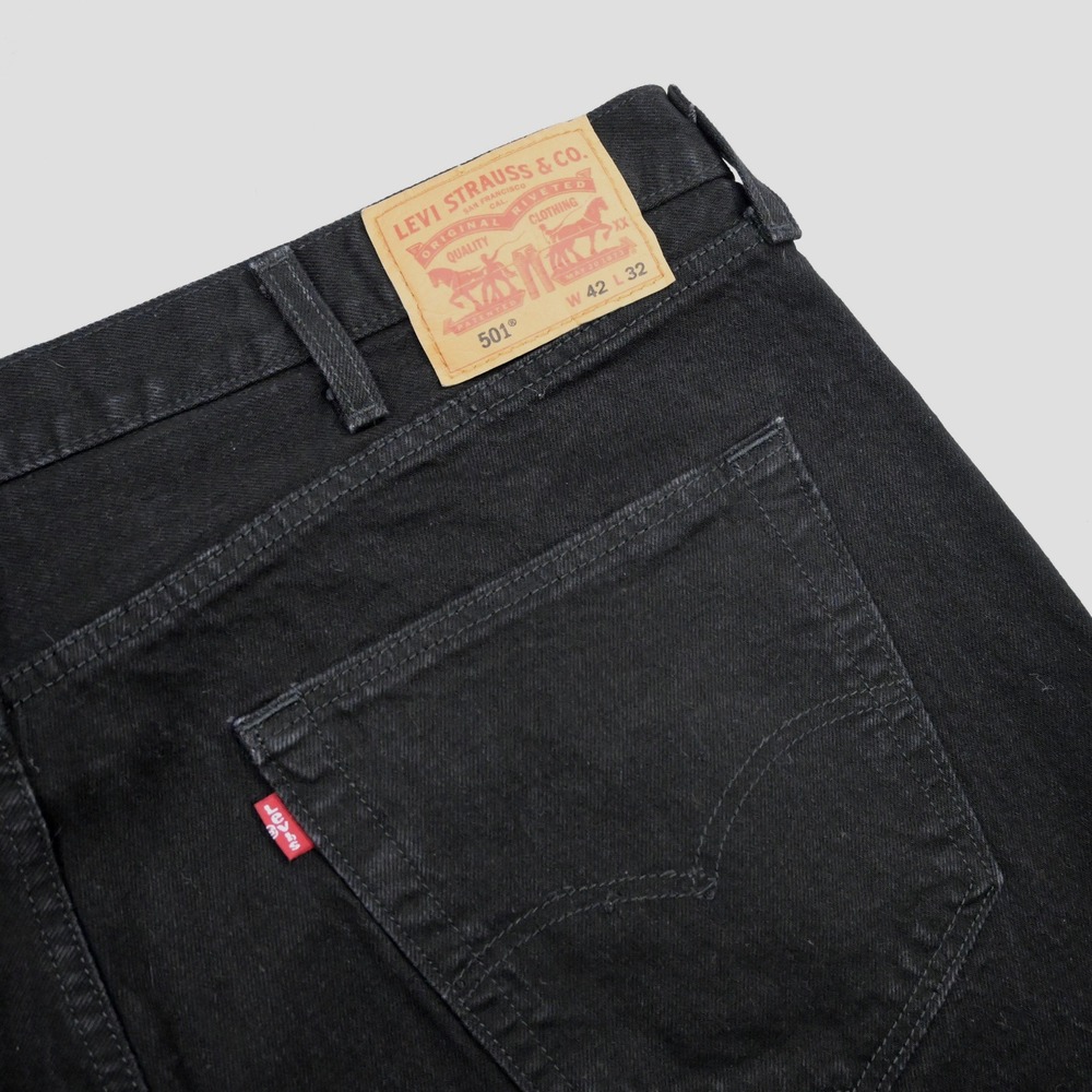 Levi's 501 XX Stretch Jeans Mens W42 L32 Black Button Fly Denim Straight Leg